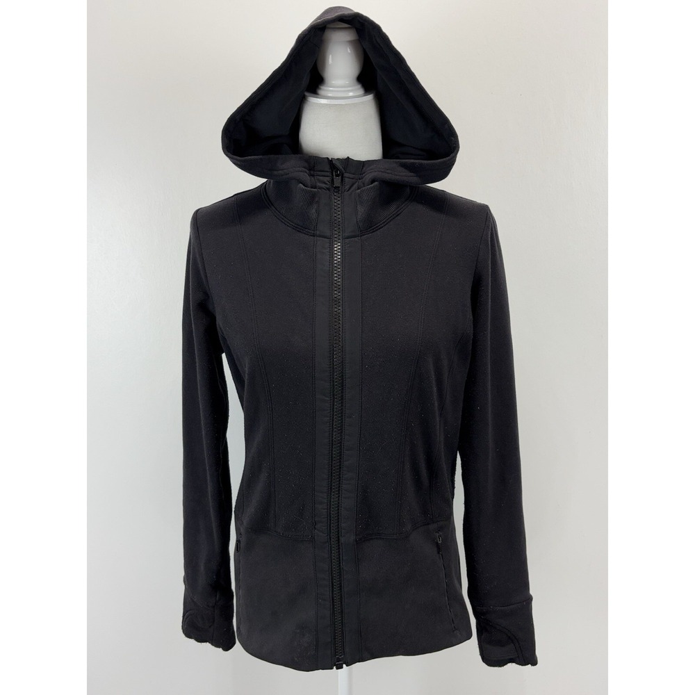 Athleta Triumph Hoodie Jacket Sz Small Black Full Zip Pockets